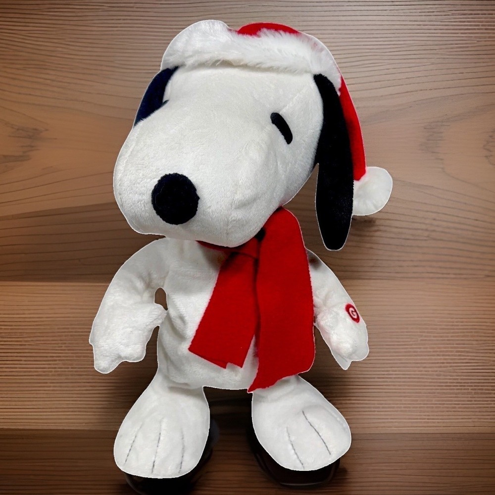 Peanuts Santa Snoopy Plush 13" Animated‎ Walking Christmas 2014 Works